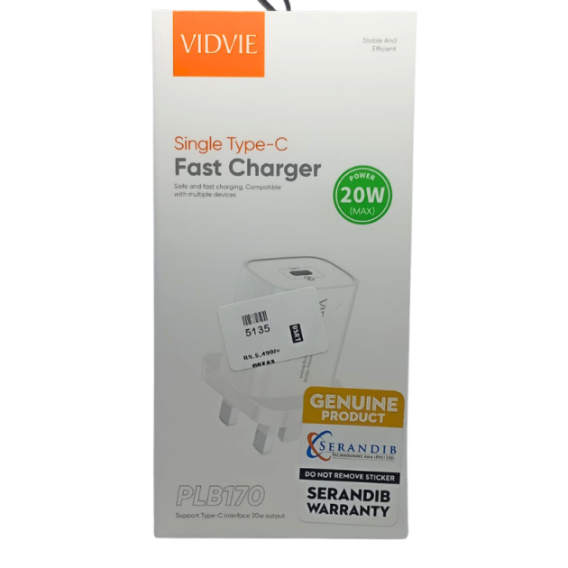 VIDVIE Single Type-C Fast Charger 20W