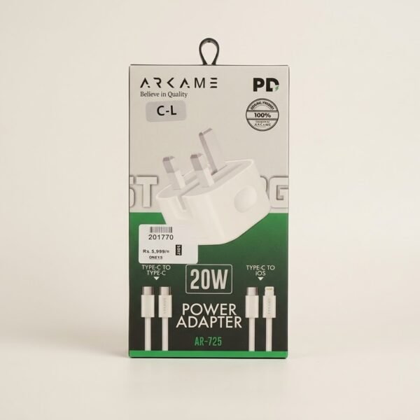 ARKAME 20W Power Adapter (PD Fast Charger Kit)