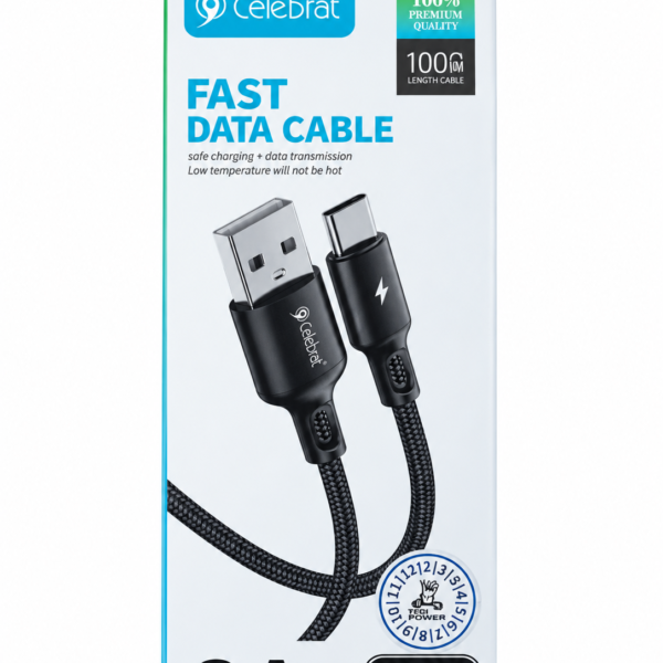 Celebrat CB-32 3A USB-A to Type-C Fast Charging Data Cable – 1m