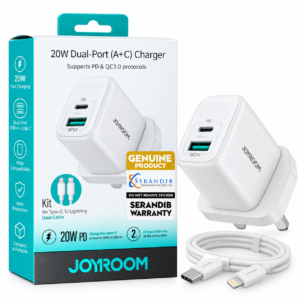 JOYROOM JR-TCF21UK 20W Dual-Port PD & QC3.0 Fast Charger with Type-C to Lightning Cable