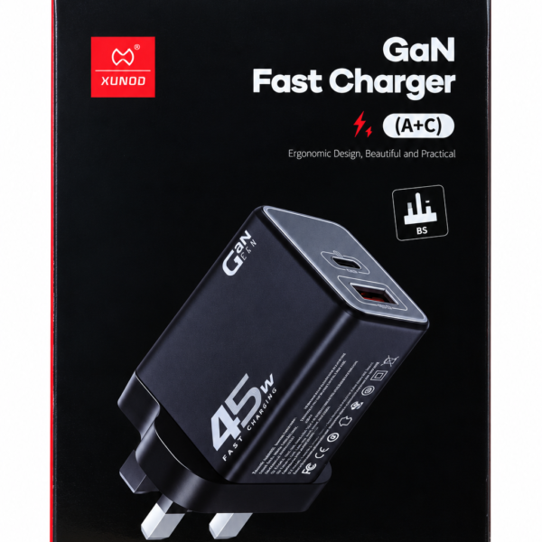 XUNDD XDCH-065 45W GaN Dual-Port Fast Charger – USB-C + USB-A