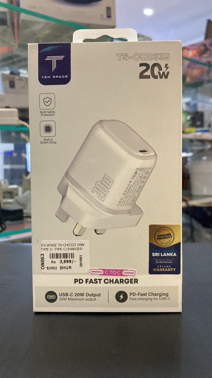TEN SPACE 20W USB-C PD Fast Charger (with Type-C to Type-C Cable)