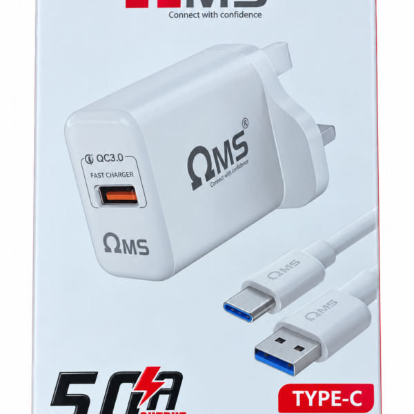 OMS OM400 QC3.0 USB Fast Charger with Type-C Cable – 5.0A Output